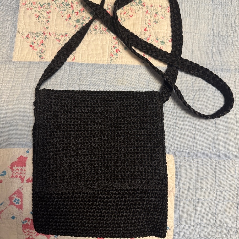 Elegant Black Crochet Shoulder Bag